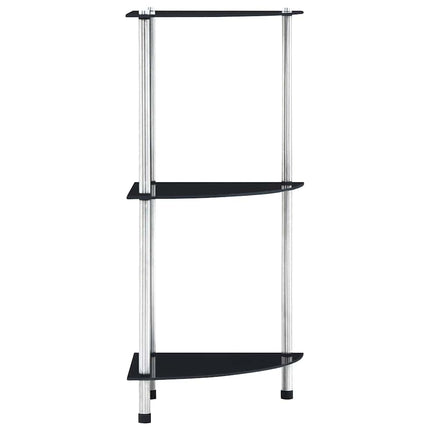Hylla 3 hyllplan svart 30x30x67 cm härdat glas