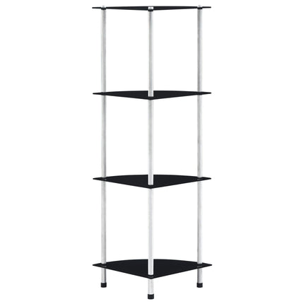 Hylla 4 hyllplan svart 30x30x100 cm härdat glas