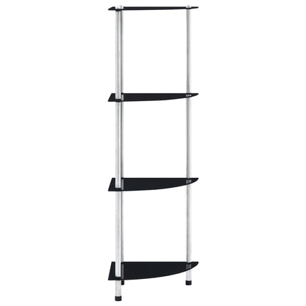 Hylla 4 hyllplan svart 30x30x100 cm härdat glas