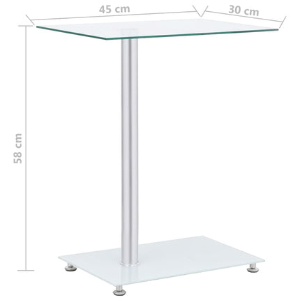 U-format sidobord genomskinligt 45x30x58 cm härdat glas