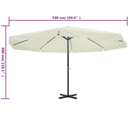 Parasoll aluminium vit 500 cm