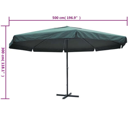 Parasoll aluminium grön 500 cm
