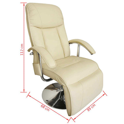 Massagefåtölj gräddvit konstläder