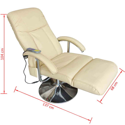 Massagefåtölj gräddvit konstläder