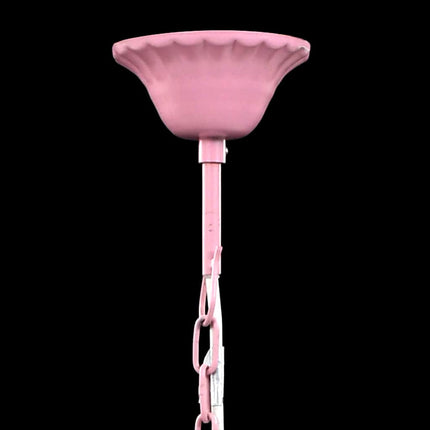 Takkrona med kristaller 5 glödlampor rosa