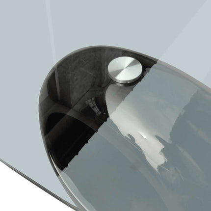 Soffbord med oval bordsskiva i glas högglans svart