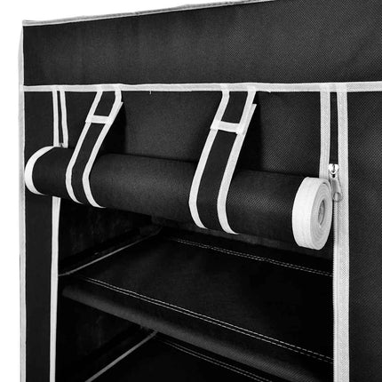 Skoförvaring med överdrag i tyg 58 x 28 x 106 cm svart