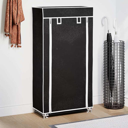 Skoförvaring med överdrag i tyg 58 x 28 x 106 cm svart