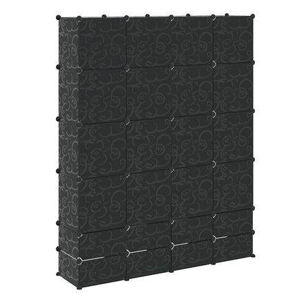 Förvaringsskåp med 18 utrymmen svart och vit 37x146x180,5 cm