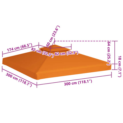 Paviljongtak 310 g/m² 3 x 3 m orange