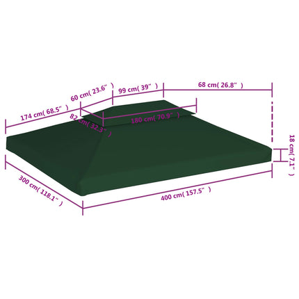 Paviljongtak 310 g/m² 3 x 4 m grön