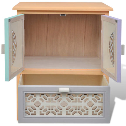 Sidokabinett Flerfärgsdesign 46 x 34 x 55,5 cm Paulownia trä