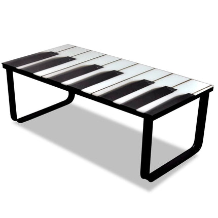 Soffbord med pianotryck glasskiva