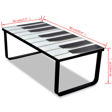 Soffbord med pianotryck glasskiva