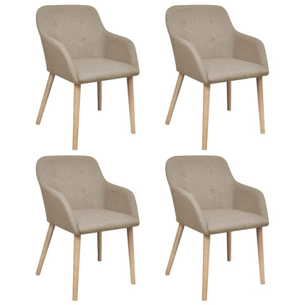 Matstolar 4 st beige tyg och massiv ek