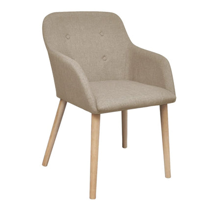 Matstolar 4 st beige tyg och massiv ek