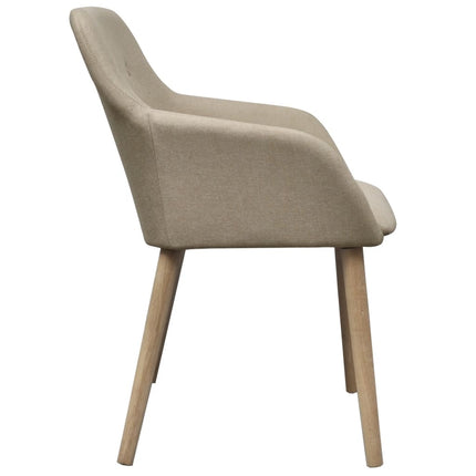 Matstolar 4 st beige tyg och massiv ek