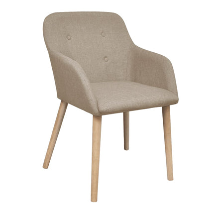 Matstolar 6 st beige tyg och massiv ek