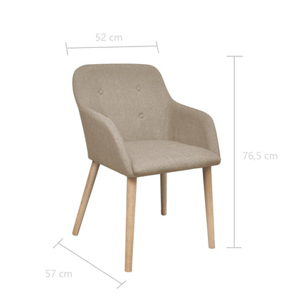 Matstolar 6 st beige tyg och massiv ek