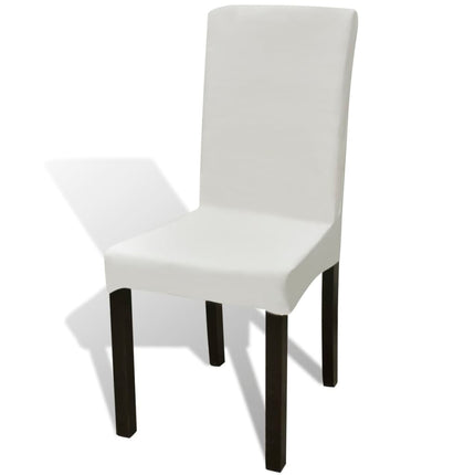 Stolsöverdrag rak modell stretch 6 st gräddvit