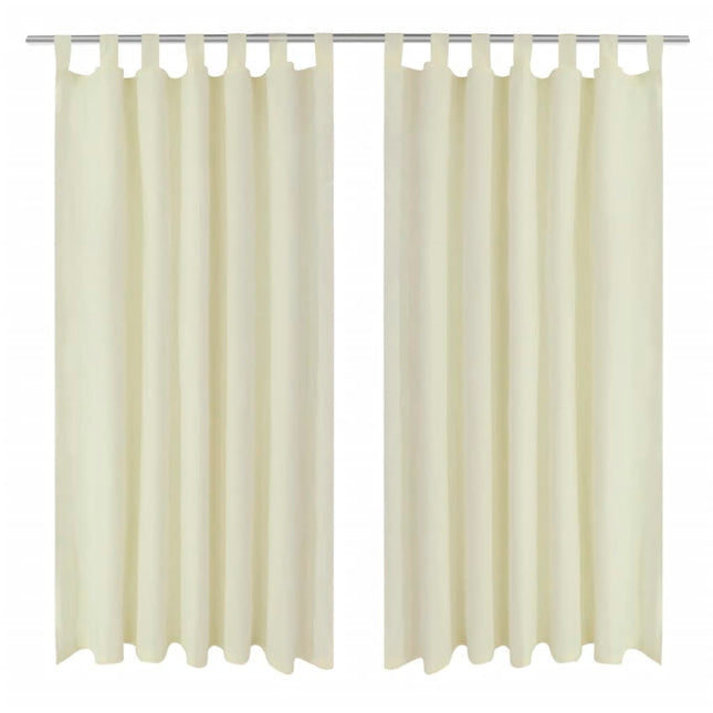 2-pack gardiner med öglor i gräddvit microsatin 140 x 245 cm