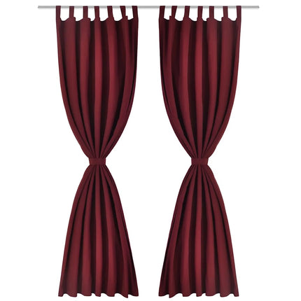 2-pack gardiner med öglor i vinröd microsatin 140 x 175 cm