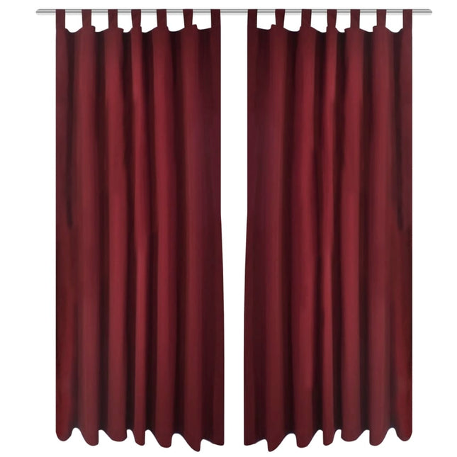 2-pack gardiner med öglor i vinröd microsatin 140 x 225 cm