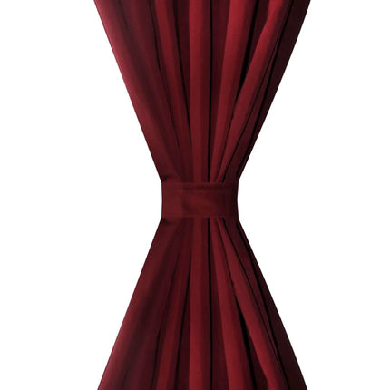 2-pack gardiner med öglor i vinröd microsatin 140 x 225 cm