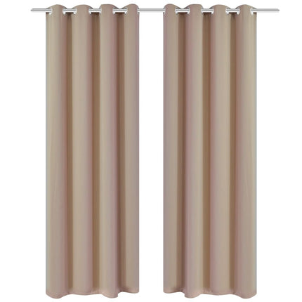 2-pack gräddvita mörkläggningsgardiner med metallringar 135 x 245 cm