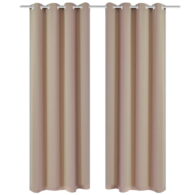 2-pack gräddvita mörkläggningsgardiner med metallringar 135 x 245 cm