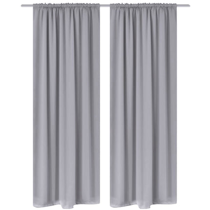 Mörkläggningsgardiner med kanaler 2 st 135 x 245 cm grå