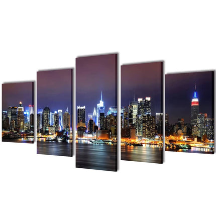 Canvastavlor set om 5 New York Skyline 100 x 50 cm