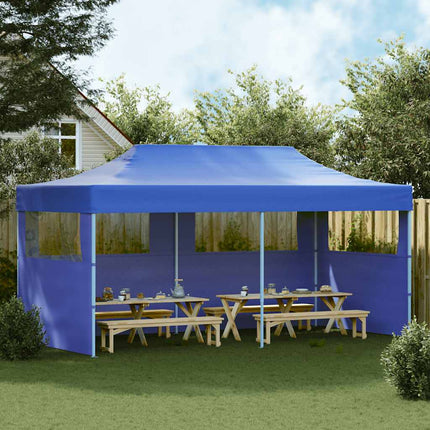 Pop-up partytält hopfällbart 3 x 6 m blå