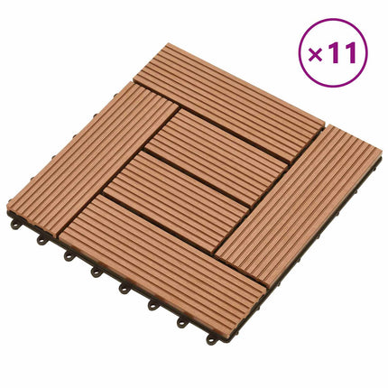Terrassplattor 11 pcs Brun 30 x 30 cm WPC