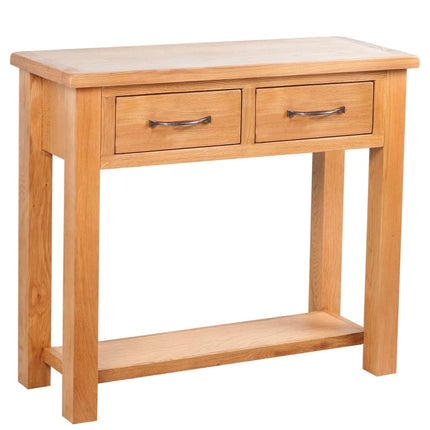 Konsolbord med 2 lådor 83x30x73 cm massiv ek