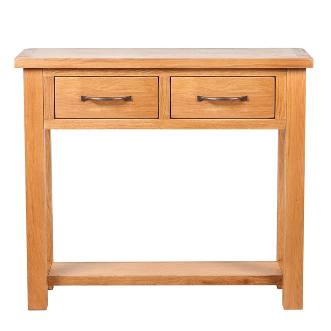 Konsolbord med 2 lådor 83x30x73 cm massiv ek