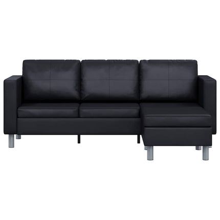 Divansoffa 3-sits konstläder svart