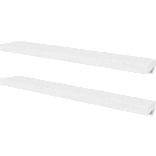 2 Flytande vägghyllor i MDF 100x20x3,8 cm vit