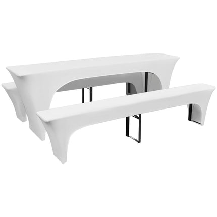 3 Möbelöverdrag för ölbord och bänkar stretch Vit 220 x 50 x 80 cm