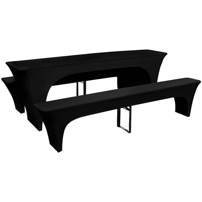 3 Möbelöverdrag för ölbord och bänkar stretch Svart 220 x 50 x 80 cm