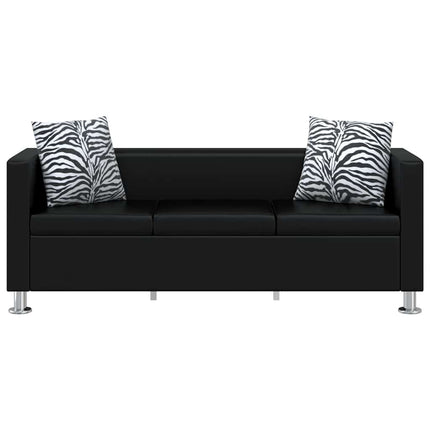 Soffa 3-sits konstläder svart