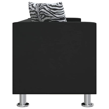 Soffa 3-sits konstläder svart