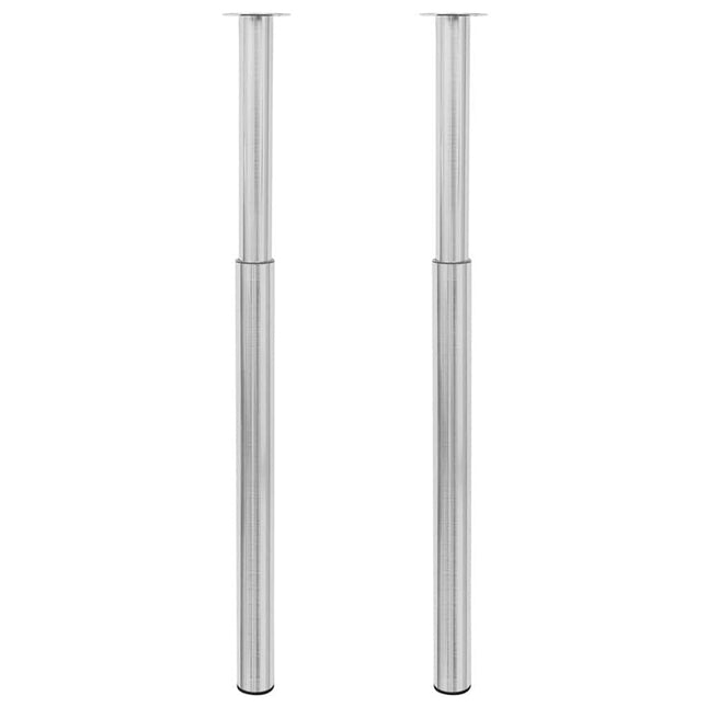 2 Teleskopiska bordsben i rostfritt stål 710 mm-1100 mm