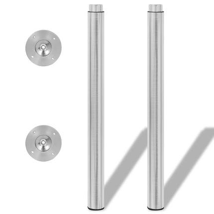 2 Teleskopiska bordsben i rostfritt stål 710 mm-1100 mm