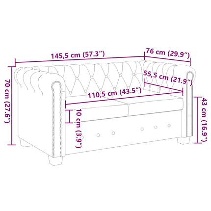 Chesterfield 2-sits konstläder svart