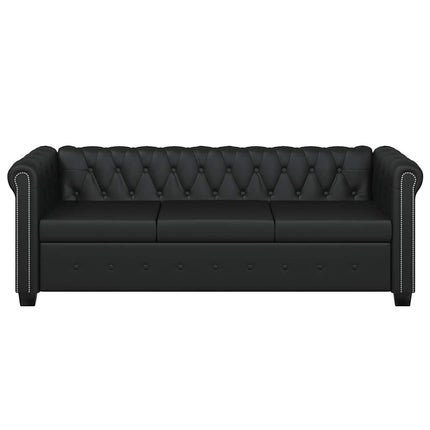 Chesterfield 3-sits konstläder svart