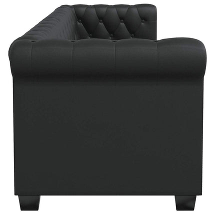 Chesterfield 3-sits konstläder svart