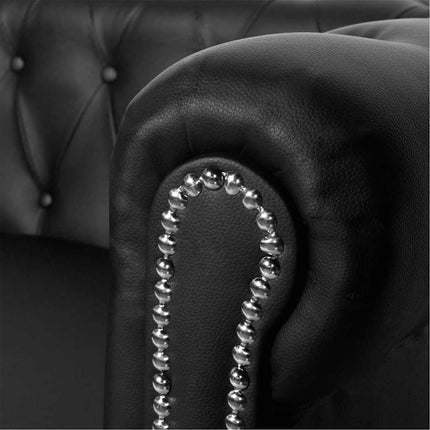 Chesterfield 3-sits konstläder svart