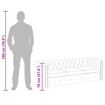 Chesterfield 3-sits konstläder svart