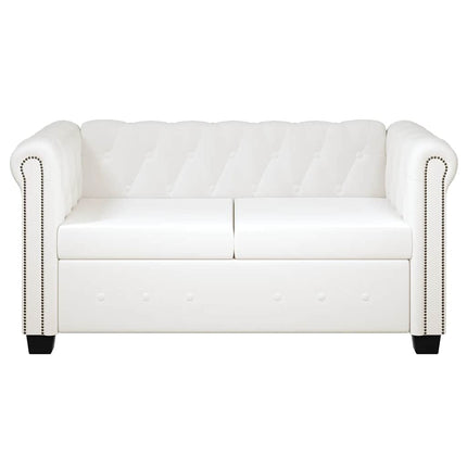 Chesterfield 2-sits konstläder vit